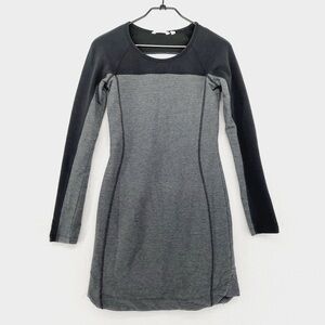 Athleta Gray Charcoal Long Sleeve Colorblock Stretch Knit Mini Dress P3057